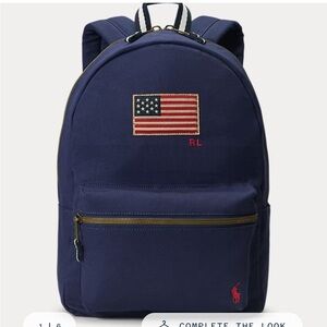 NWT Polo Ralph Lauren Flag Canvas Backpack Navy Blue